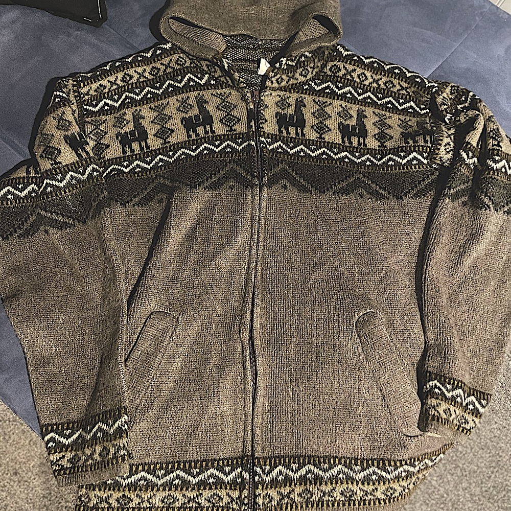 🔥 Vintage 🔥Andino Andean Wool Cardigan Hoodie VTG